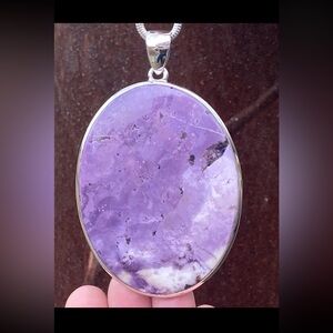 Tiffany / Bertrandite pendant from Utah, 925 sterling silver.  Rare, large size